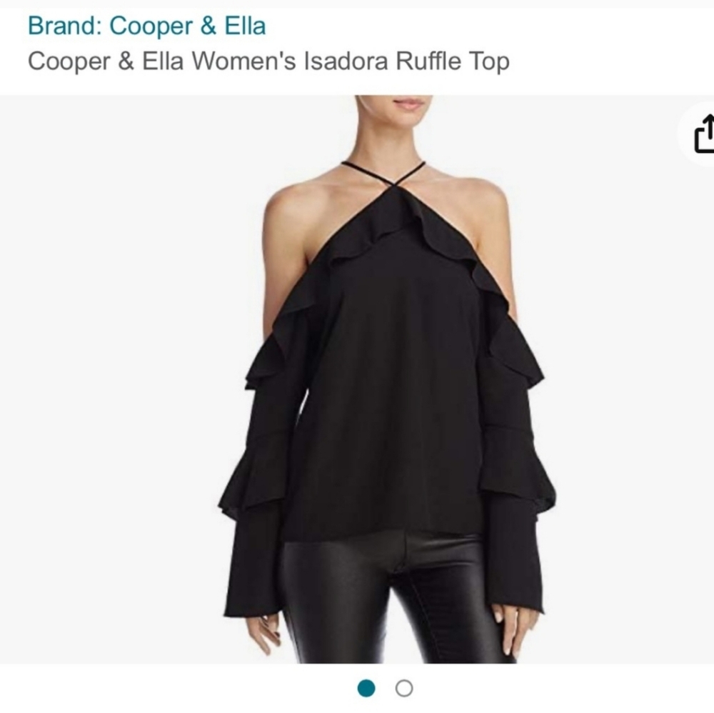 Floral Ruffle Black Top - Picture 3 of 5